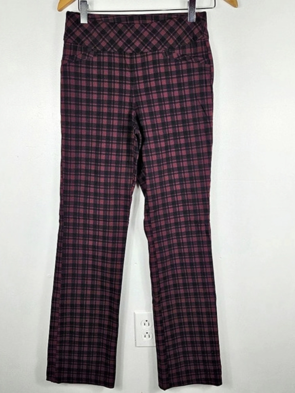 Joe Benbasset Plaid Straight Leg Pants in Fuschia Red & Black Size Small